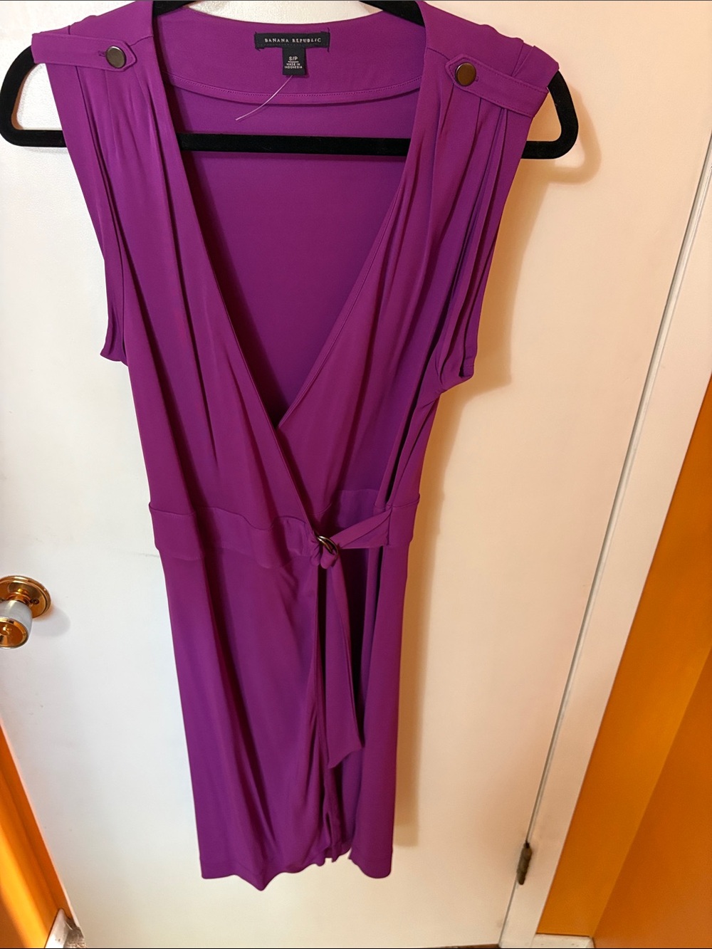 Banana Republic Magenta Sleeveless Wrap Midi Dress